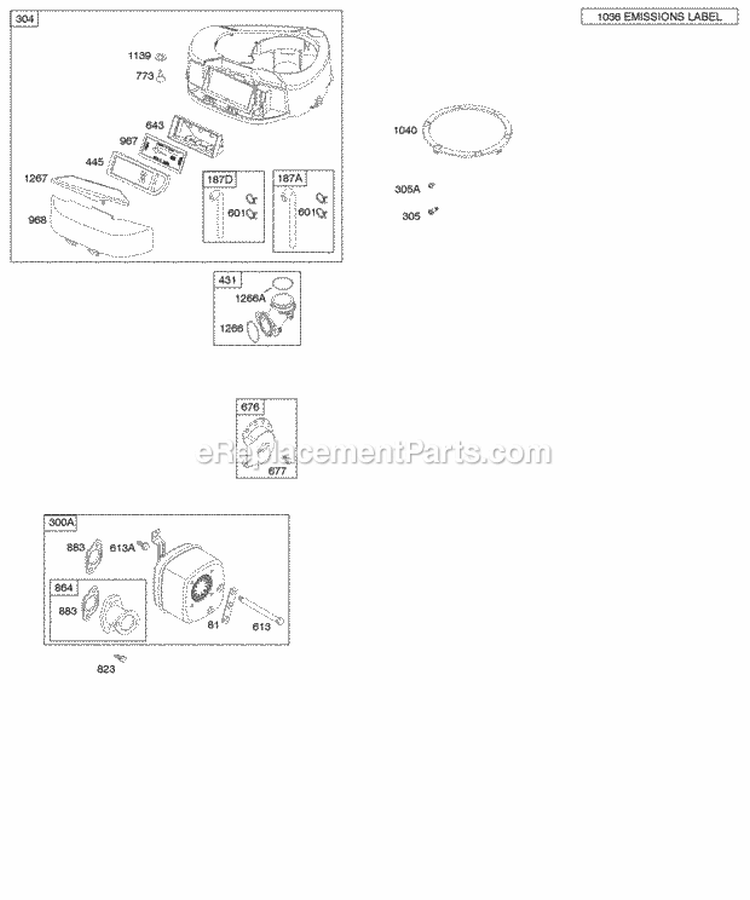 Air Cleaner Blower Housing Exhaust System Diagram and Parts List for 217702-0111-B1  Briggs and Stratton Engine